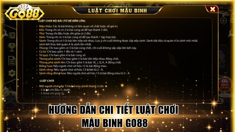 Hướng dẫn chi tiết luật chơi Mậu binh Go88